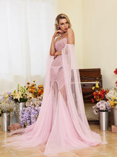 Load image into Gallery viewer, Evren Pearl Embellished Tulle Maxi Dress
