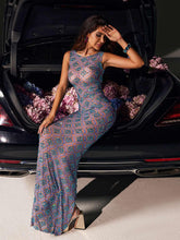 Load image into Gallery viewer, Fatima Printed Rhinestone Maxi Dress
