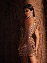 Load image into Gallery viewer, Fella Halterneck Rhinestone Mini Dress
