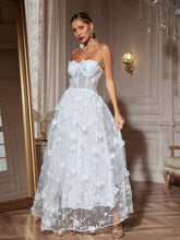Load image into Gallery viewer, Filitsa Strapless Flower Mesh Split Maxi Dress
