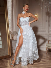 Load image into Gallery viewer, Filitsa Strapless Flower Mesh Split Maxi Dress

