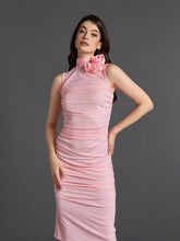 Load image into Gallery viewer, Fionnuala Flower Ruched Midi Dress
