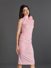 Load image into Gallery viewer, Fionnuala Flower Ruched Midi Dress
