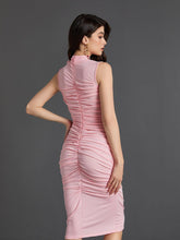 Load image into Gallery viewer, Fionnuala Flower Ruched Midi Dress
