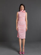 Load image into Gallery viewer, Fionnuala Flower Ruched Midi Dress
