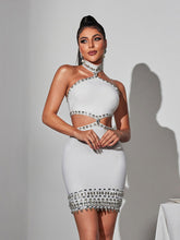 Load image into Gallery viewer, Fritz Rhinestone Shell Bandage Mini Dress

