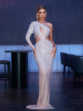 Load image into Gallery viewer, Gage One Shoulder Cutout Embellished Maxi Dress

