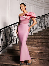 Load image into Gallery viewer, Galette One Shoulder Bow Bandage Maxi Dress
