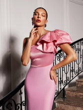 Load image into Gallery viewer, Galette One Shoulder Bow Bandage Maxi Dress
