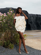 Load image into Gallery viewer, Gannon Off Shoulder Flower Satin Mini Dress
