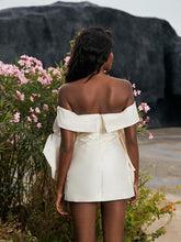 Load image into Gallery viewer, Gannon Off Shoulder Flower Satin Mini Dress
