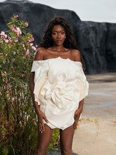 Load image into Gallery viewer, Gannon Off Shoulder Flower Satin Mini Dress
