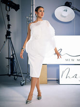 Load image into Gallery viewer, Gannon One Shoulder Flower Satin Midi Dress
