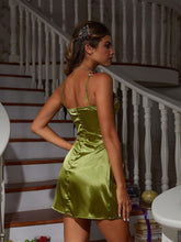 Load image into Gallery viewer, Gentry Flower Embroidered Satin Mini Dress
