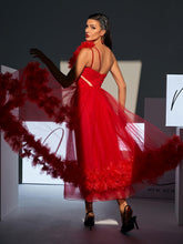 Load image into Gallery viewer, Ghslaine One Shoulder Tulle Midi Dress
