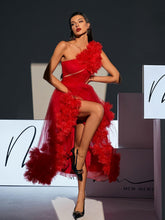 Load image into Gallery viewer, Ghslaine One Shoulder Tulle Midi Dress
