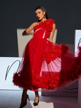 Load image into Gallery viewer, Ghslaine One Shoulder Tulle Midi Dress
