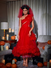 Load image into Gallery viewer, Ghslaine One Shoulder Tulle Midi Dress
