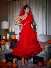 Load image into Gallery viewer, Ghslaine One Shoulder Tulle Midi Dress
