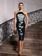 Load image into Gallery viewer, Gifford Halterneck Flower Bandage Midi Dress
