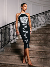 Load image into Gallery viewer, Gifford Halterneck Flower Bandage Midi Dress
