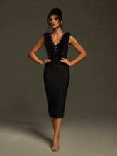 Load image into Gallery viewer, Glenis V Neck Feather Bandage Mini Dress
