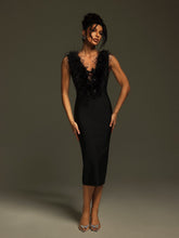 Load image into Gallery viewer, Glenis V Neck Feather Bandage Mini Dress
