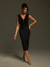 Load image into Gallery viewer, Glenis V Neck Feather Bandage Mini Dress
