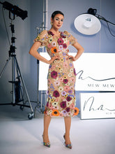 Load image into Gallery viewer, Grayson Flower Embroidered Midi Dress In Apricot
