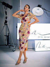 Load image into Gallery viewer, Grayson Flower Embroidered Midi Dress In Apricot
