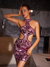 Load image into Gallery viewer, Grisha Acrylic Embellished Cutout Mini Dress
