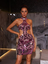 Load image into Gallery viewer, Grisha Acrylic Embellished Cutout Mini Dress
