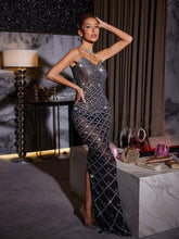 Load image into Gallery viewer, Gunnar Strapless Rhinestone Mesh Maxi Dress
