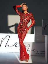 Load image into Gallery viewer, Guthrie Long Sleeve Acrylic Mesh Maxi Dress
