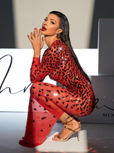 Load image into Gallery viewer, Guthrie Long Sleeve Acrylic Mesh Maxi Dress
