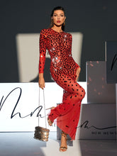 Load image into Gallery viewer, Guthrie Long Sleeve Acrylic Mesh Maxi Dress
