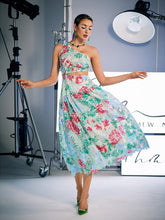 Load image into Gallery viewer, Habib One Shoulder Print Embroidered Dress
