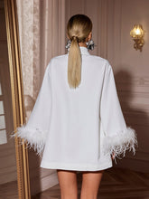 Load image into Gallery viewer, Hajar Folded Collar Feather Mini Dress
