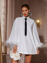Load image into Gallery viewer, Hajar Folded Collar Feather Mini Dress

