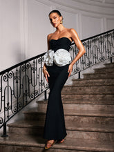 Load image into Gallery viewer, Hamill Strapless Flower Bandage Maxi Dress
