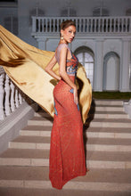 Load image into Gallery viewer, Hank Rhinestone Printed Mesh Maxi Dress
