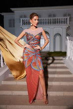Load image into Gallery viewer, Hank Rhinestone Printed Mesh Maxi Dress

