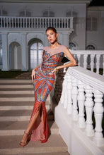 Load image into Gallery viewer, Hank Rhinestone Printed Mesh Maxi Dress
