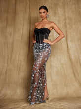 Load image into Gallery viewer, Harbor Strapless Flower Sequin Maxi Dress
