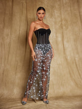 Load image into Gallery viewer, Harbor Strapless Flower Sequin Maxi Dress
