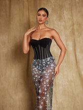 Load image into Gallery viewer, Harbor Strapless Flower Sequin Maxi Dress
