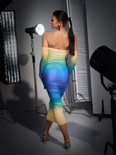 Load image into Gallery viewer, Hartford Gradient Mesh Dress With Gloves In Blue
