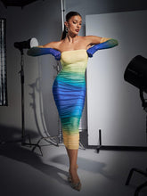 Load image into Gallery viewer, Hartford Gradient Mesh Dress With Gloves In Blue
