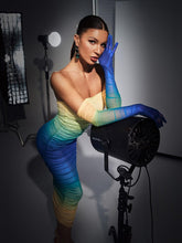 Load image into Gallery viewer, Hartford Gradient Mesh Dress With Gloves In Blue
