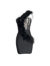 Load image into Gallery viewer, Hayes One Shoulder Feather Bandage Dress

